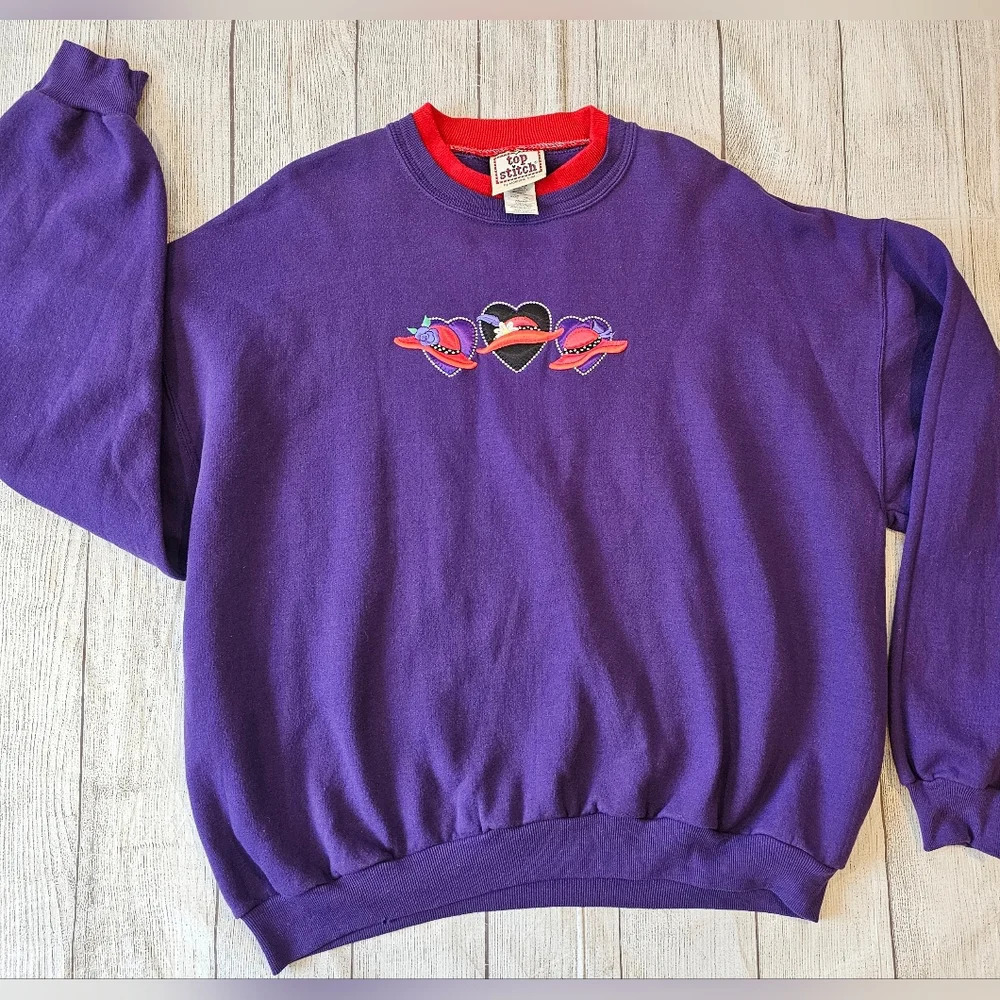 Top Stitch by Morning Sun Vintage Women's Size XL Grandma Core Sweatshirt Purple